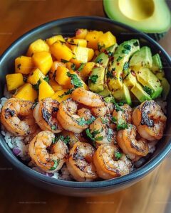 Shrimp and Avocado Bowls with Mango Salsa & Lime-Chili Sauce Recipe