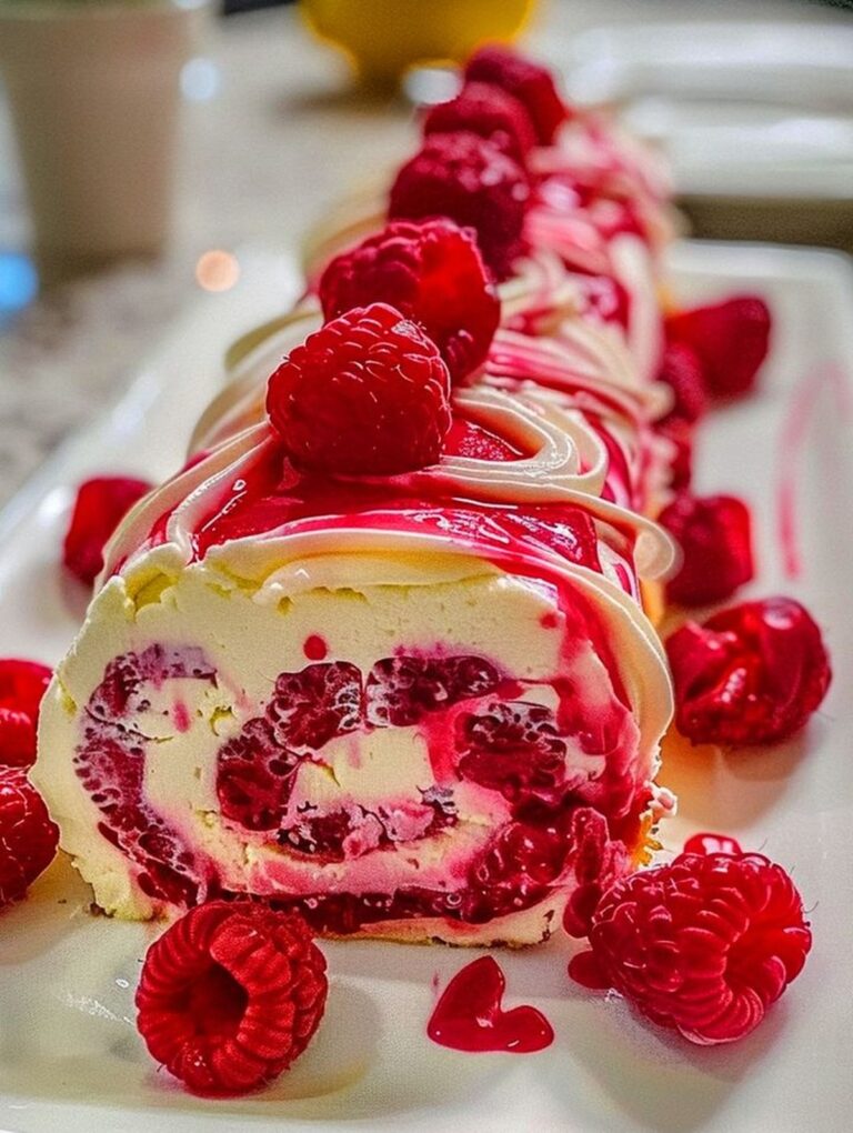 Luscious Lemon Raspberry Swirl Cheesecake Roll Recipe