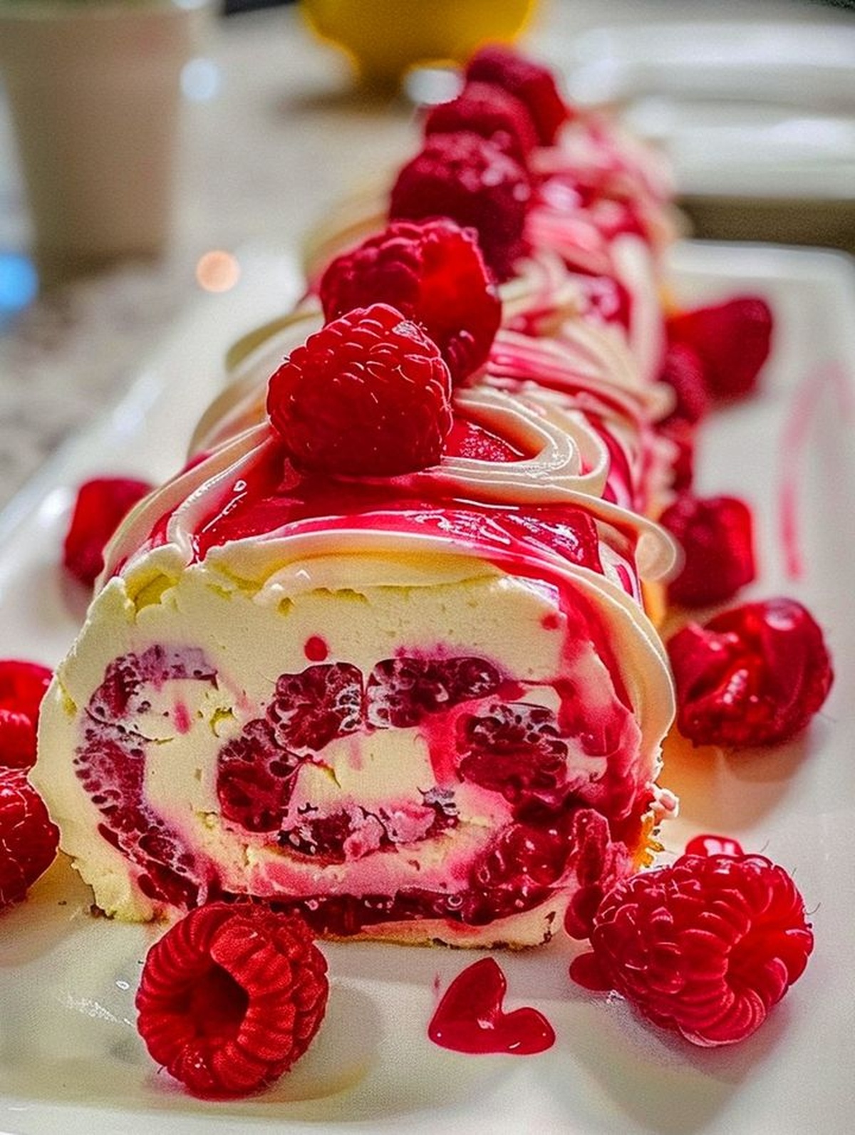 Luscious Lemon Raspberry Swirl Cheesecake Roll Recipe