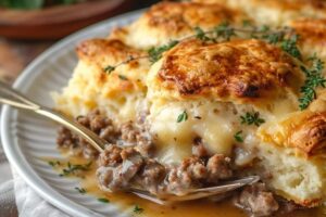 Sausage and Gravy Pie with Biscuit Crust Recipe