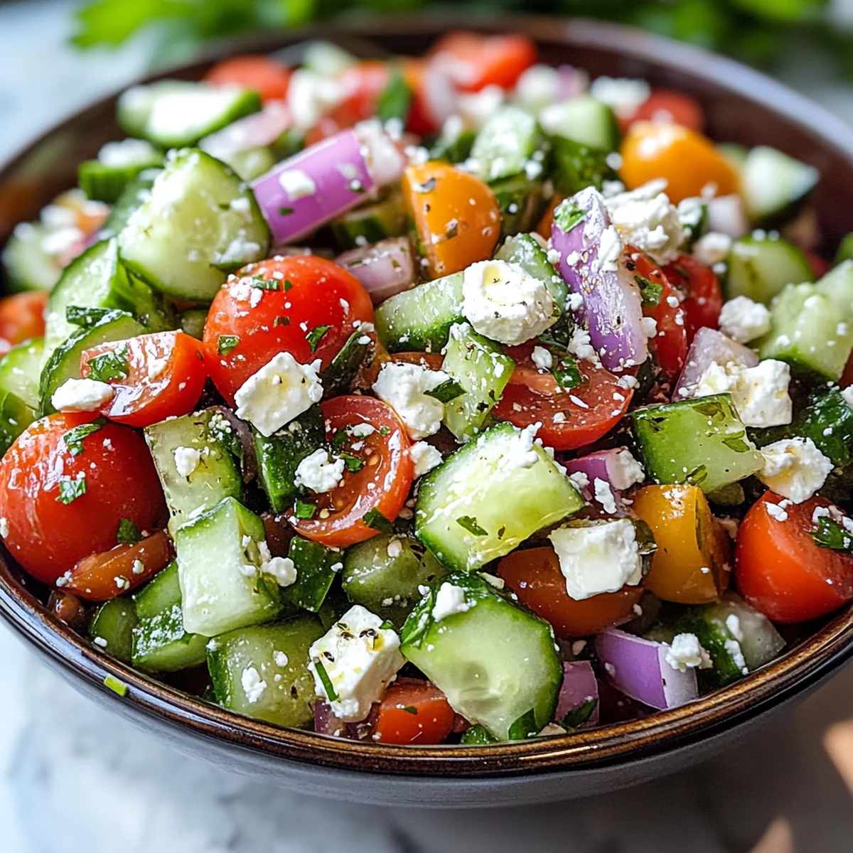 Greek Cucumber, Tomato, and Feta Salad Recipe