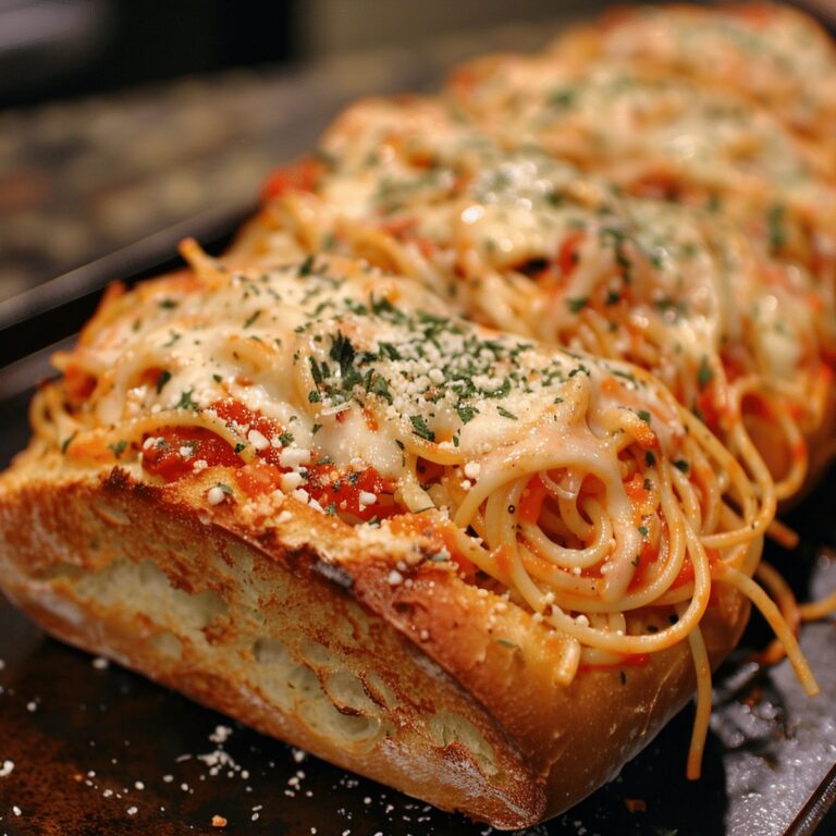 Spaghetti-Stuffed Garlic Bread Recipe