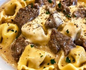 Plush Cheesesteak Tortellini in Rich Provolone Sauce Recipe
