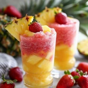 Pineapple Strawberry Swirled Slushies Recipe