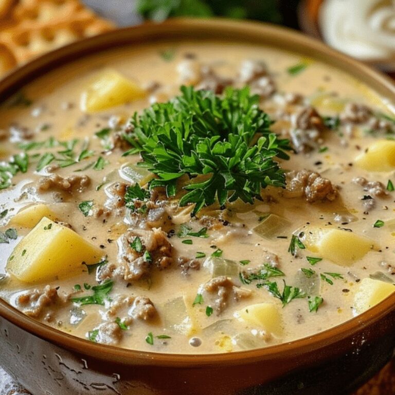 Crockpot Creamy Potato & Hamburger Soup Recipe