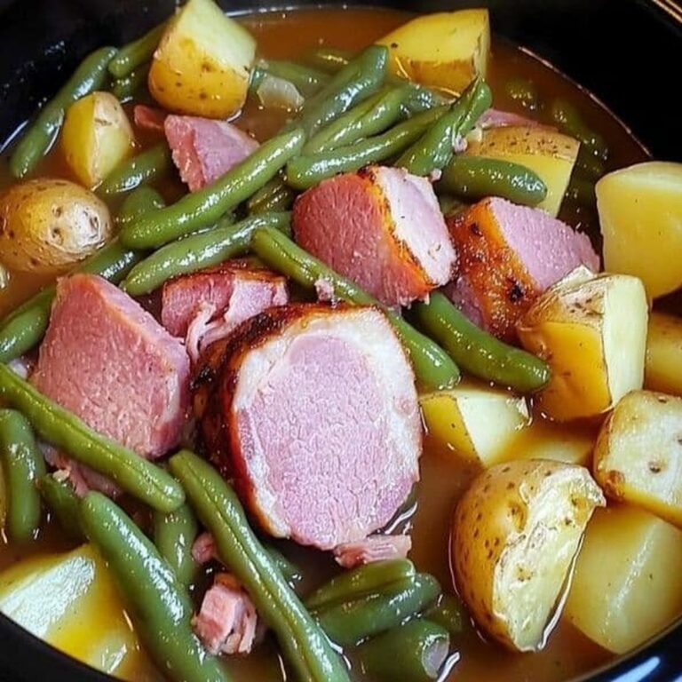 Savory Crockpot Ham, Green Beans And Potatoes Recipe