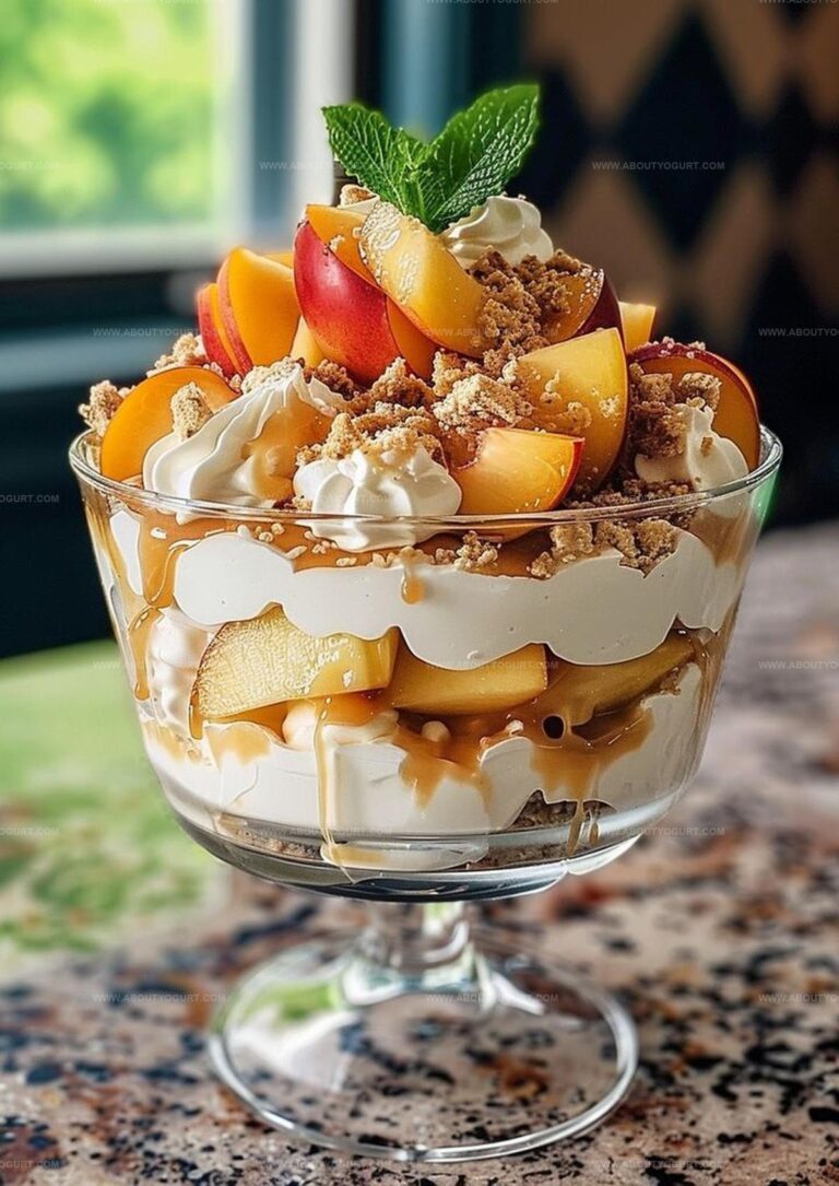 Caramel Cheesecake Peach Whip Trifle Recipe