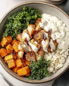 Roasted Chicken, Sweet Potato, and Kale Bowls Recipe