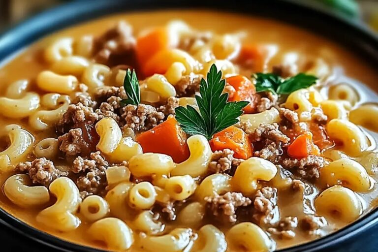 One-Pot Macaroni Cheeseburger Soup Recipe