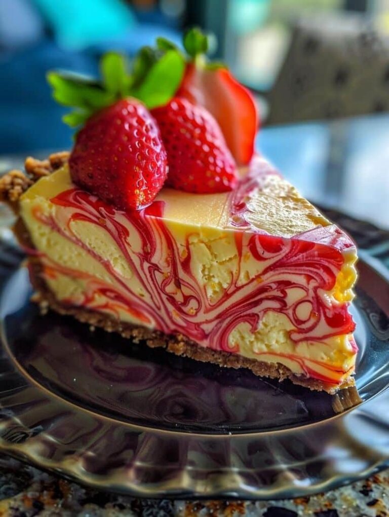 Luscious Lemon Strawberry Swirl Cheesecake Recipe