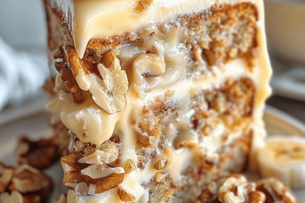 Heavenly Banana Walnut Cream Cake Recipe