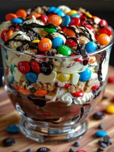 Decadent Chocolate M&Ms And Cookie Dough Ice Cream Cheesecake Trifle Recipe