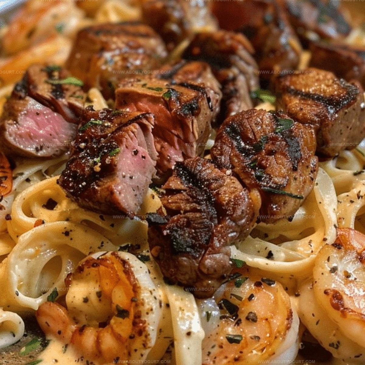 Blackened Steak and Shrimp Alfredo Recipe