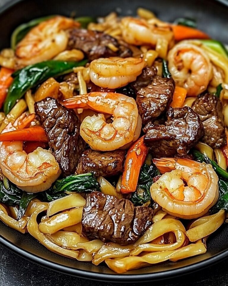 Steak & Shrimp Stir-Fried Noodles Recipe