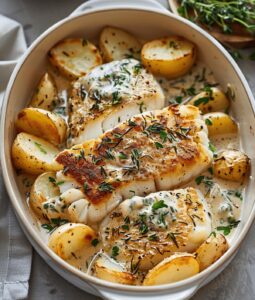 Lemon-Herb Cod with Crispy Roasted Potatoes Recipe