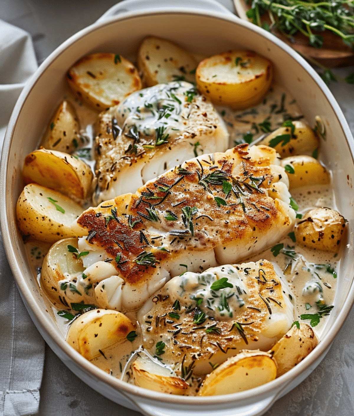 Lemon-Herb Cod with Crispy Roasted Potatoes Recipe