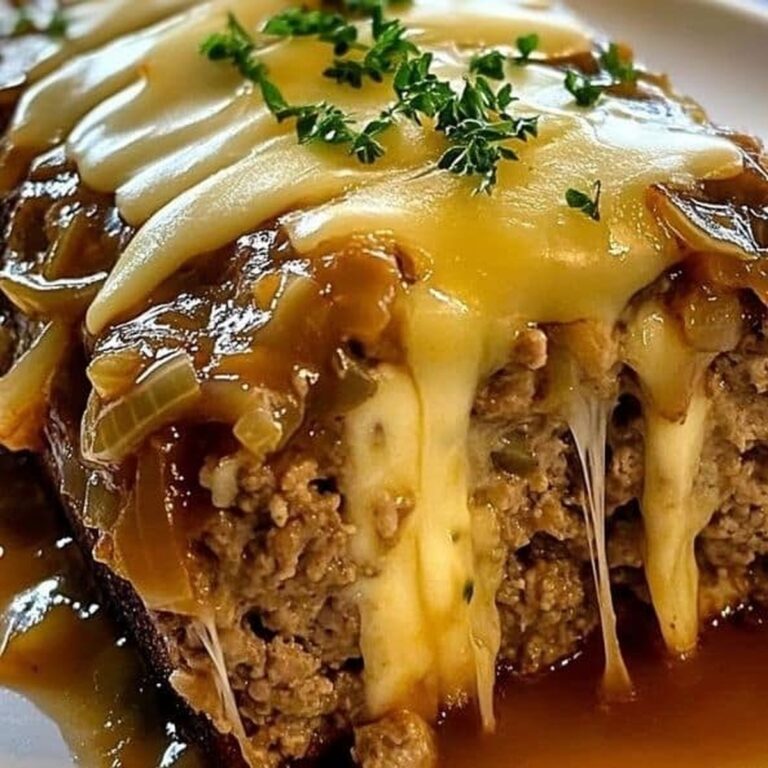 Melted Crockpot French Onion Meatloaf with Swiss Cheese Recipe