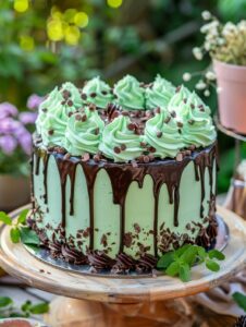 Tall Multi-Layered Mint Chocolate Fudge Cheesecake Cake Recipe