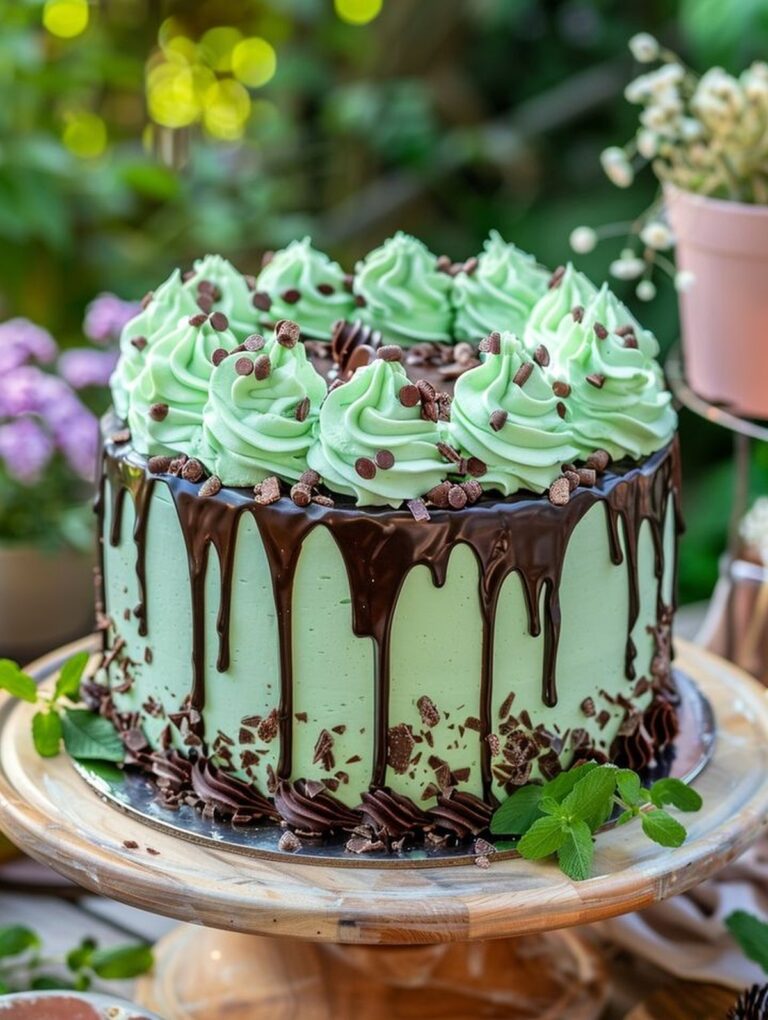 Tall Multi-Layered Mint Chocolate Fudge Cheesecake Cake Recipe