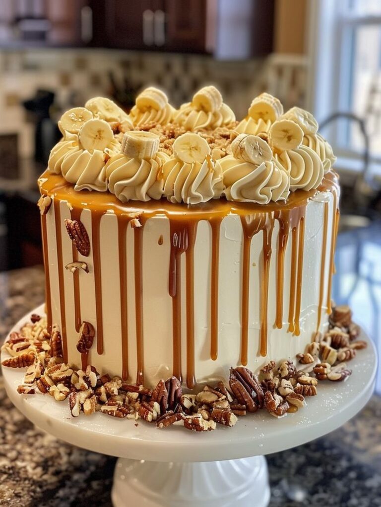 Banana Pecan Caramel Layer Cake Recipe