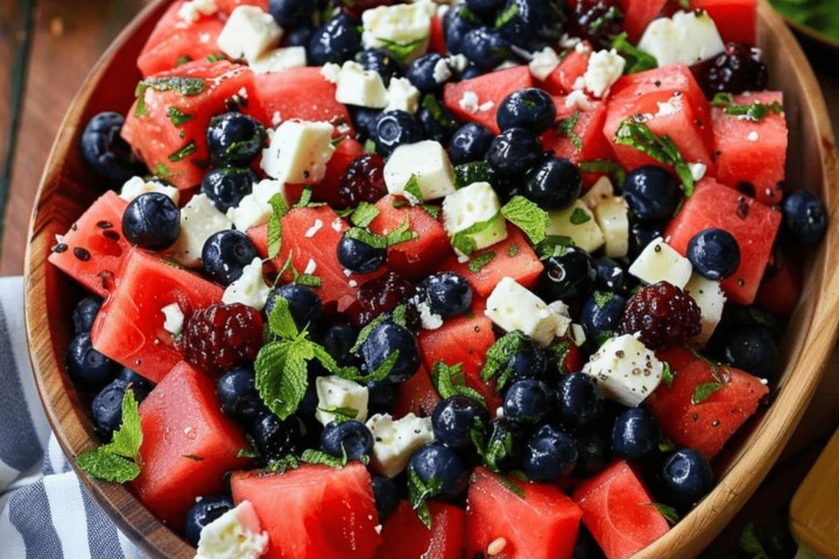 Watermelon Blueberry Feta Salad Recipe