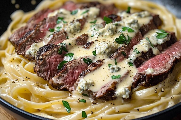 Savory Steak Gorgonzola Alfredo With Creamy Parmesan Sauce Recipe
