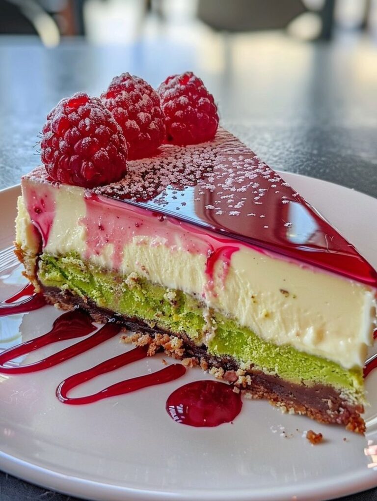 Elegant Pistachio Raspberry Crunch Cheesecake Recipe