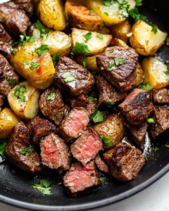 Garlic Butter Steak Bites and Potatoes Recipe