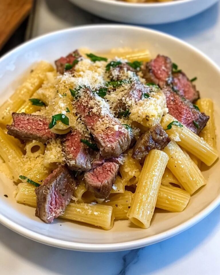 Garlic Parmesan Steak Pasta Recipe