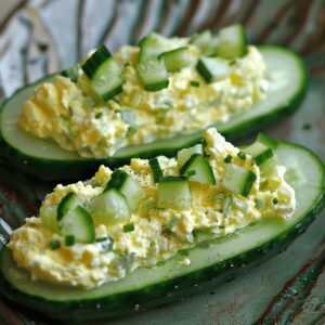 Egg Salad Cucumber Boats Recipe