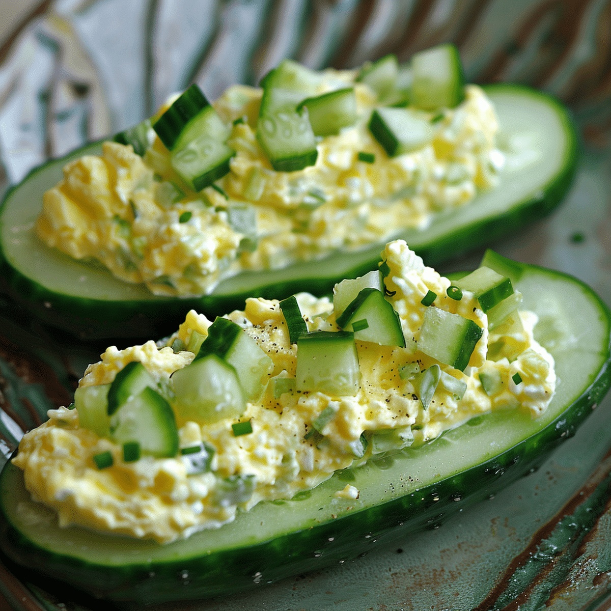 Egg Salad Cucumber Boats Recipe