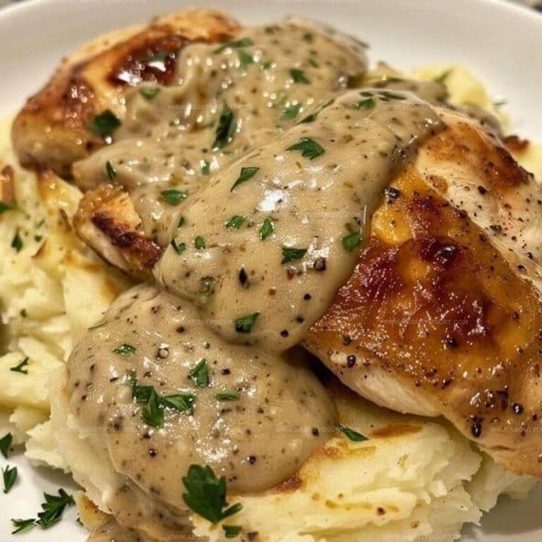 Chicken with Creamy Gravy over Mashed Potatoes Recipe