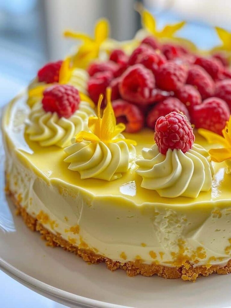 Sunny Lemon Cheesecake With Raspberry Ribbon Recipe