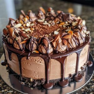 Chocolate Almond Cheesecake Cake Recipe
