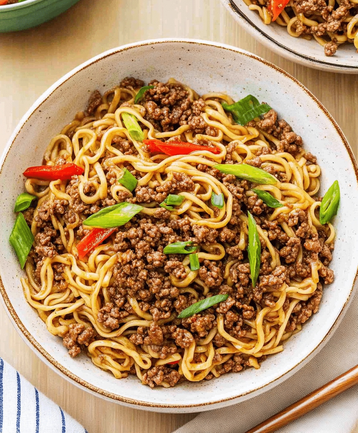 Mongolian Ground Beef Noodles Recipe