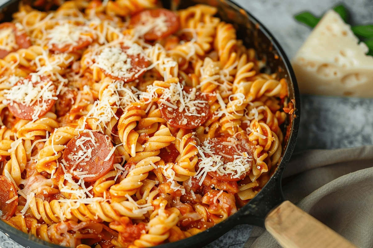 Cheesy Pepperoni Pasta Bake Recipe