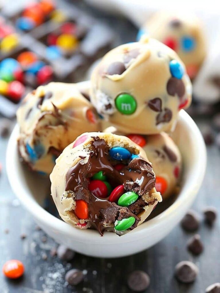 Refreshing No-Bake M&Ms Chocolate Chip Cookie Dough Brownie Bombs Recipe