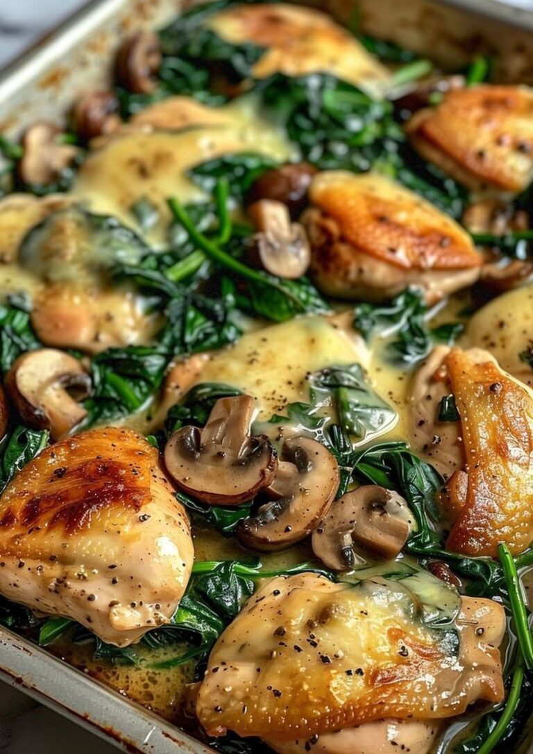 Chicken Spinach and Mushroom Low Carb Oven Dish Recipe