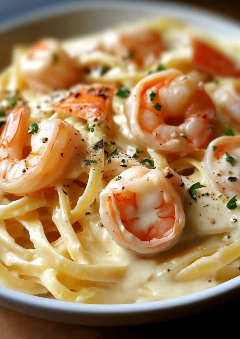Creamy Alfredo Pasta with Salmon & Shrimp Recipe