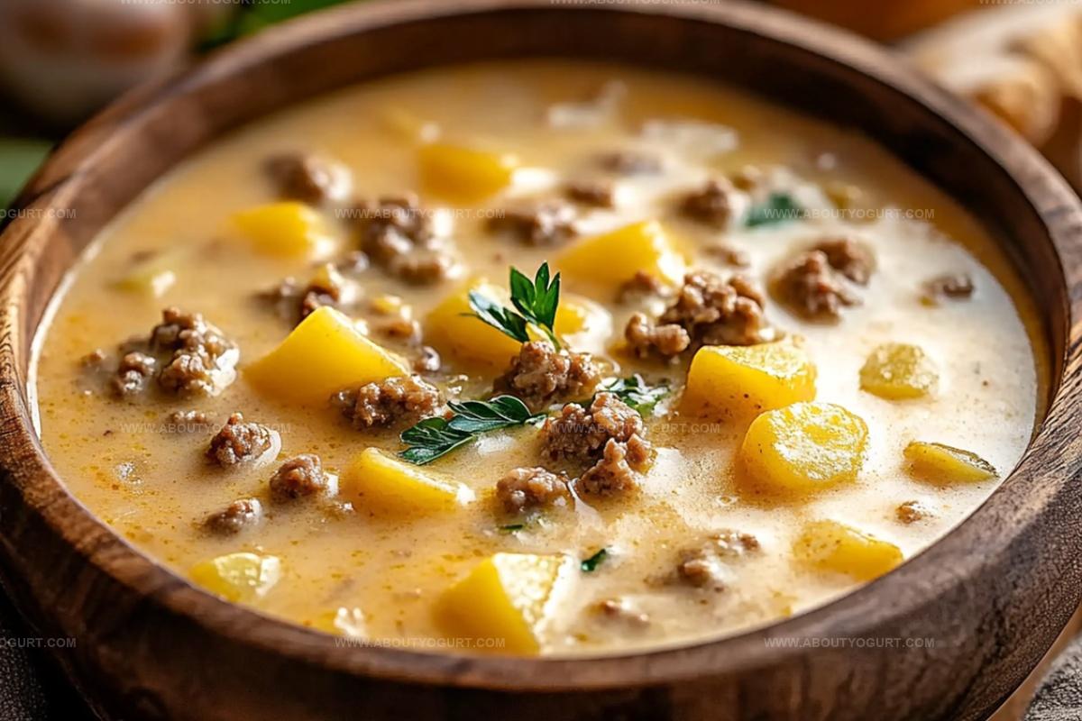 Cheesy Hamburger Potato Soup Recipe