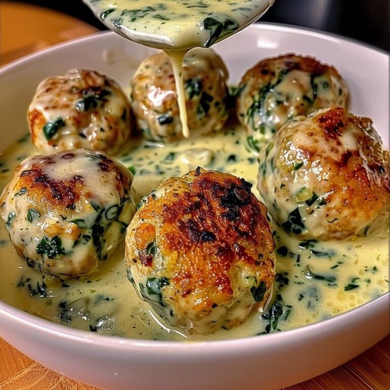 Chicken Ricotta Meatballs With Spinach Alfredo Sauce Recipe
