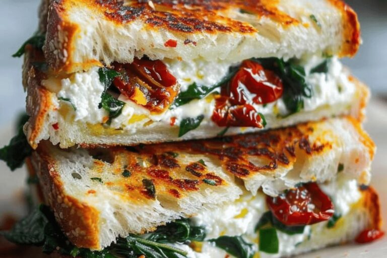 Sun-Dried Tomato, Spinach, and Ricotta Grilled Cheese Recipe