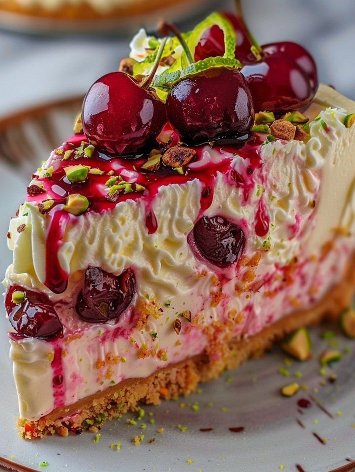 Lemon-Lime Cherry Pistachio Cheesecake Recipe