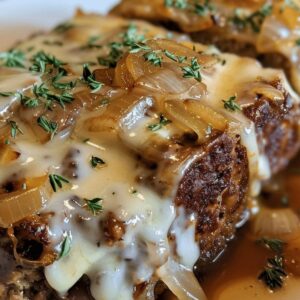 Savory Crockpot French Onion Meatloaf With Melted Swiss Cheese Recipe