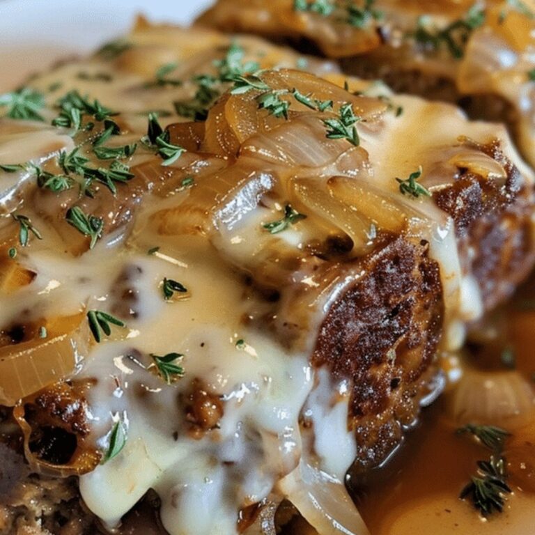 Savory Crockpot French Onion Meatloaf With Melted Swiss Cheese Recipe