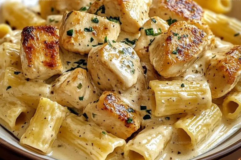 Creamy Garlic Butter Chicken And Rigatoni In Parmesan Sauce Recipe
