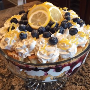 Lemon Blueberry Punch Bowl Cake Recipe