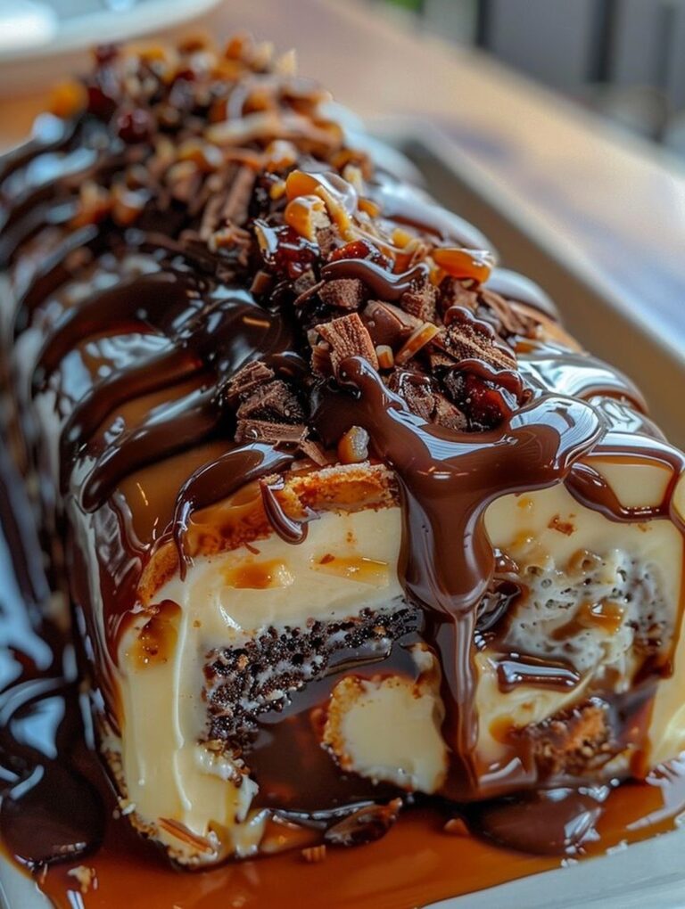 Gooey Chocolate Caramel Turtle Cake Roll Recipe