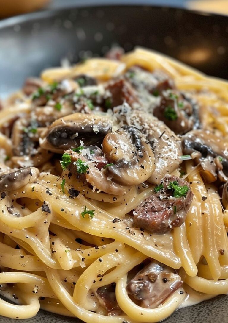 Beef and Mushroom Carbonara Recipe