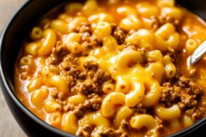 One-Pot Macaroni Cheeseburger Soup Recipe (No Velveeta)